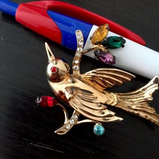 Gold Toned Sterling Silver Vintage Bird Brooch (mid - 20th Century)