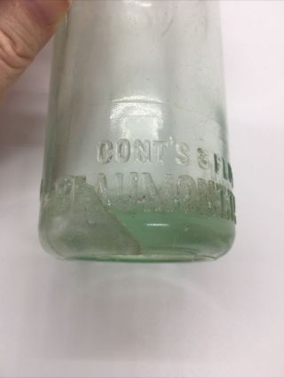 Vintage BEAUMONT,  TEXAS Aqua 6 Oz.  Straight Sided Script Coca - Cola Bottle 2