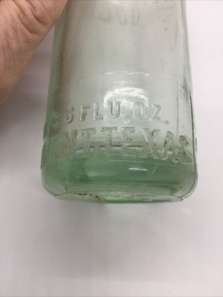 Vintage BEAUMONT,  TEXAS Aqua 6 Oz.  Straight Sided Script Coca - Cola Bottle 3