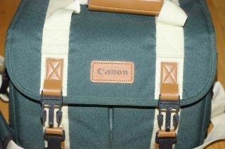 Vintage Canon Camera Bag Green Pockets Shoulder Strap DSLR Case 12x7x8 READ 3