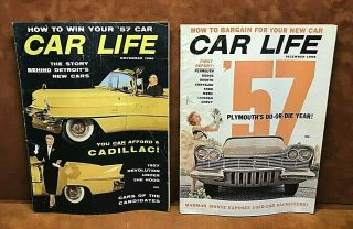 (2) Vintage 1956 Car Life Magazines November - Cadillac & December - Plymouth