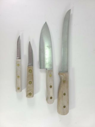 4 Vintage Chicago Cutlery Knives.  102s,  100s,  66s,  41s Chef Pairing