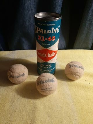 Vintage Spalding Xl - 40 White Tennis Balls In Can