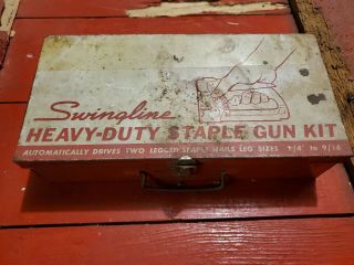 Swingline Heavy Duty Staple Gun Kit Metal Box Only Red Vintage Cool