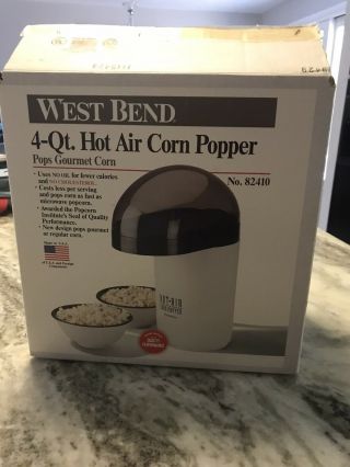 Vintage West Bend 4 Quart Hot Air Corn Popper 82410 Popcorn Made In Usa