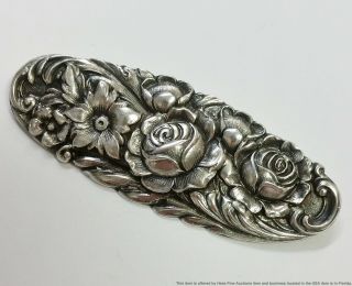 Antique Art Nouveau S Kirk & Son Small Sterling Silver Rose Brooch Pin