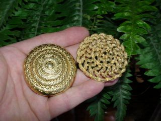 (2) Vintage Monet - Large Round,  Gold Tone - Pins - Brooch