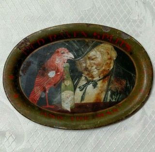 Vintage Red Raven Splits " Ask The Man " Spirits Advertising /tip Tray