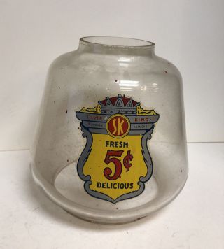 Antique Silver King 5c Gumball Vending Machine Glass Bowl Replacement