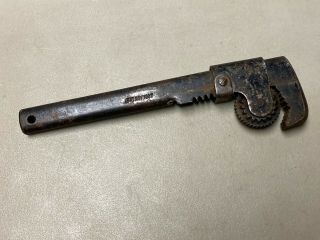 Rare vintage CRAFT 10 in spring loaded rolling pipe wrench old steampunk tool 3