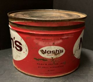 Vintage Nash’s Coffee Tin 1 LB Can With Lid 2