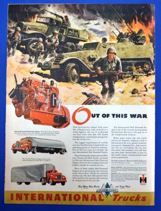 1946 Vintage Print Ad International Trucks Post World War Ii