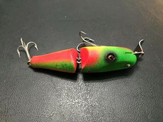 Vintage older wooden Creek Chub Baby Jointed Pikie - - [HTF] color - - fishing lure 2