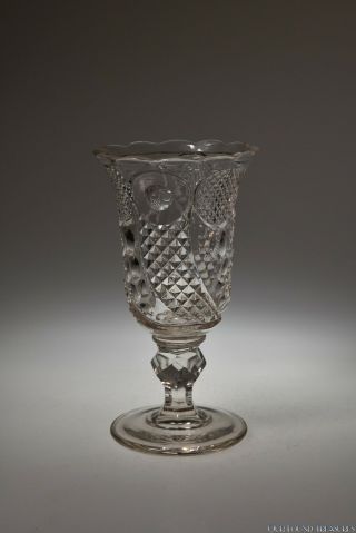 C.  1850s Horn Of Plenty / Comet Boston Sandwich Flint Colorless Celery Vase