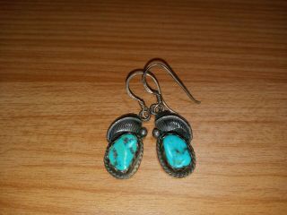 Vintage Myrtle.  925 Navajo Sterling Silver And Turquoise Earnings