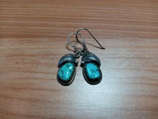 Vintage Myrtle.  925 Navajo Sterling Silver and Turquoise Earnings 3