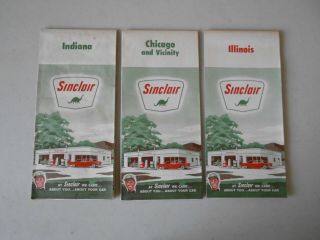Vintage Sinclair Road Maps 1963 – Indiana,  Illinois And Chicago & Vicinity
