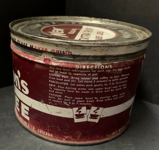 Vintage Hixson’s Coffee Tin 1 LB Extra Rich Coffee With Lid 2