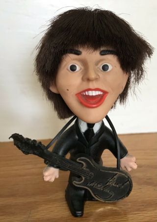 Vintage 1964 Beatles Doll Figure Paul Mccartney Remco Hard Body Guitar