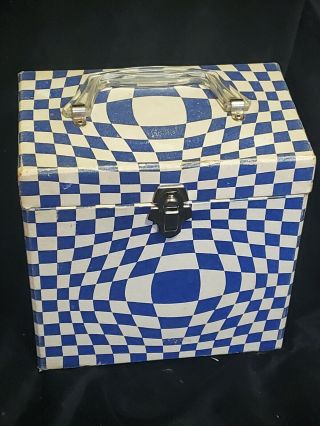Vintage 60s Psychedelic Platter Pak 45 Record Carrying Case Blue/white