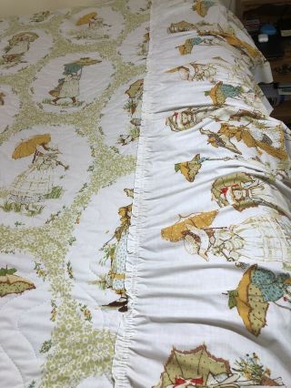 Vintage Holly Hobbie Twin Size Bed Spread,  Bright American Greetings Corp