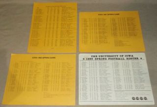Vintage 1980,  81,  82,  83 U Of Iowa Spring Football Game Rosters