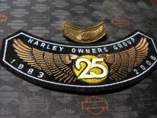 2008 Hog Harley Owners Group Rocker Patch & Pin -