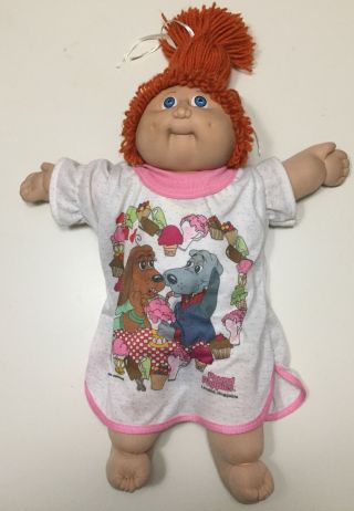 Vintage 1985 Cabbage Patch Doll With Orange Hair With Vintag Pound Puppies Shirt