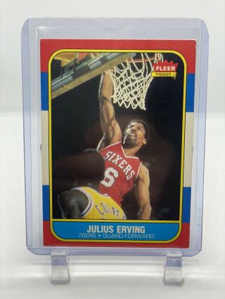 1986 Fleer Julius Erving 31 Basketball Card Vintage Basketball Rare