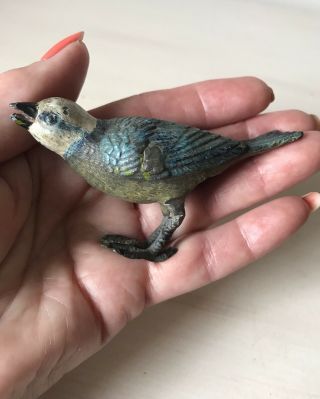 Antique Victorian Cold Painted Metal Bird Figurine