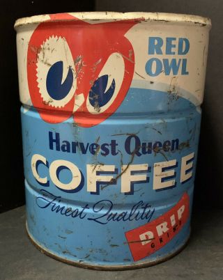 Vintage Red Owl Coffee Tin 2 Lb Can No Lid
