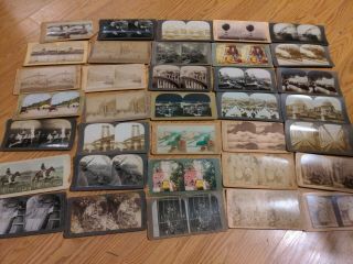 35 Antique American Stereoview Stereo Cards Columbian St Louis Railroads.