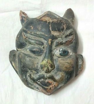 Vintage Antique Old Hand Crafted Ghost Like Wooden Mask Home Decor,  Collectible