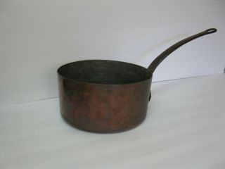 Lg.  Antique Heavy Copper And Iron Sauce Pan 8 Inch