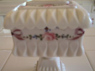 Vintage Westmoreland Hand Painted Wedding Milk Glass Candy Dish Roses And Bows 2