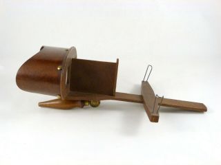 Antique All - Wood Walnut Stereoscope/Viewer Complete 1880s,  4 Stereoview Cards 2
