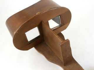 Antique All - Wood Walnut Stereoscope/Viewer Complete 1880s,  4 Stereoview Cards 3