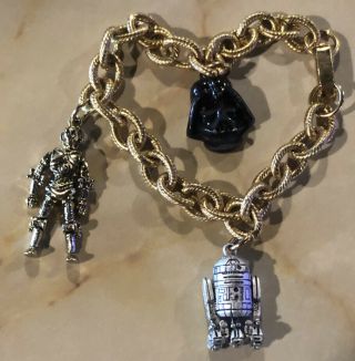 Star Wars Jewelry R2 - D2 Darth Vader 1977 Authentic Chain Link Bracelet Vintage