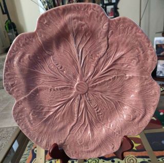 Vintage Bordallo Pinheiro Portugal Pink Cabbage Charger Serving Platter 12 1/4 "