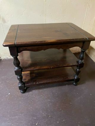 Ethan Allen Antiqued Old Tavern Pine 3 Tiered Rectangular End Table 12 8024