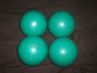 Vintage Set Of 4 Bluish Green Candlepin Bowling Balls