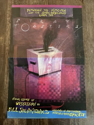 Vintage 1988 Comic Book Promo Poster Stray Toasters Comics Epic Bill Sienkiewicz