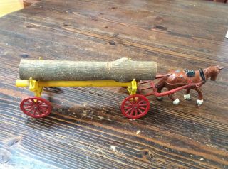 Rare Charbens Vintage Die Cast Lead Farm Log Wagon 40’s - 50,  S Horse Log