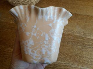 Vtg Antique Shawnee Art Pottery Vase Planter Ruffle Usa 2509 Peach Mid Century