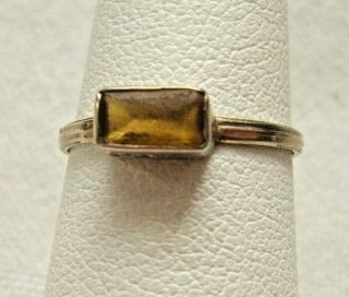 Antique 14k White Gold Ring With Orange Stone