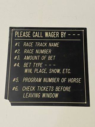 Vintage Pompano Park Harness Horse Racing How To Place Bets 8x8 Sign Chipped