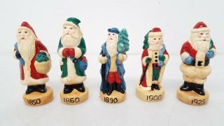 Set Of 5 Vintage Hand Painted Bisque Old World Santa Figurines 5 "
