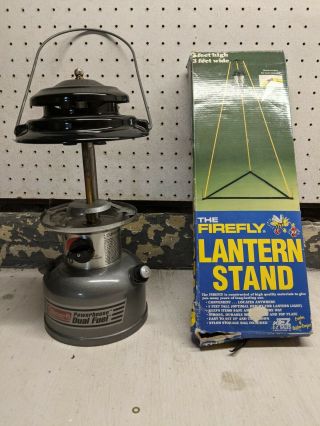 Vintage Coleman 295 - 700t Powerhouse Dual Fuel Lantern With Lantern Stand