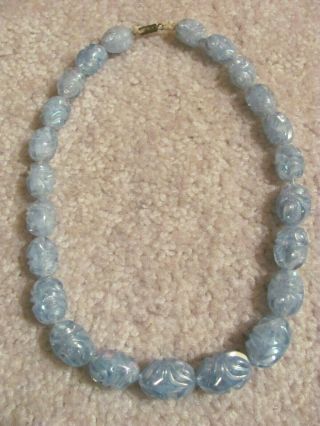 Vintage Antique Womens Blue Bead 18 " Necklace Estate