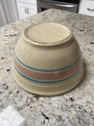 Vintage Mccoy Pottery Ovenproof Pink And Blue Stripe 8 Inch Mixing Bowl 8 Usa